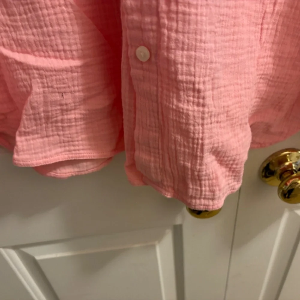 J. Crew Resort Pink Cotton Gauze Shirt size 14